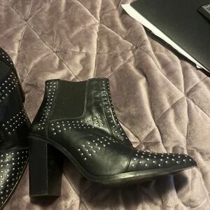 Topshop Black Ankle Boots with Silver Studs